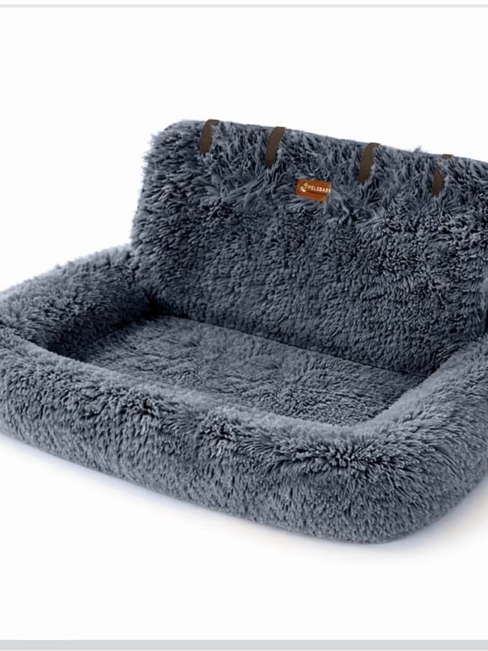 Pelsbarn Plush Gray Travel Dog Bed with Raised Bolsters - Comfort Lounge